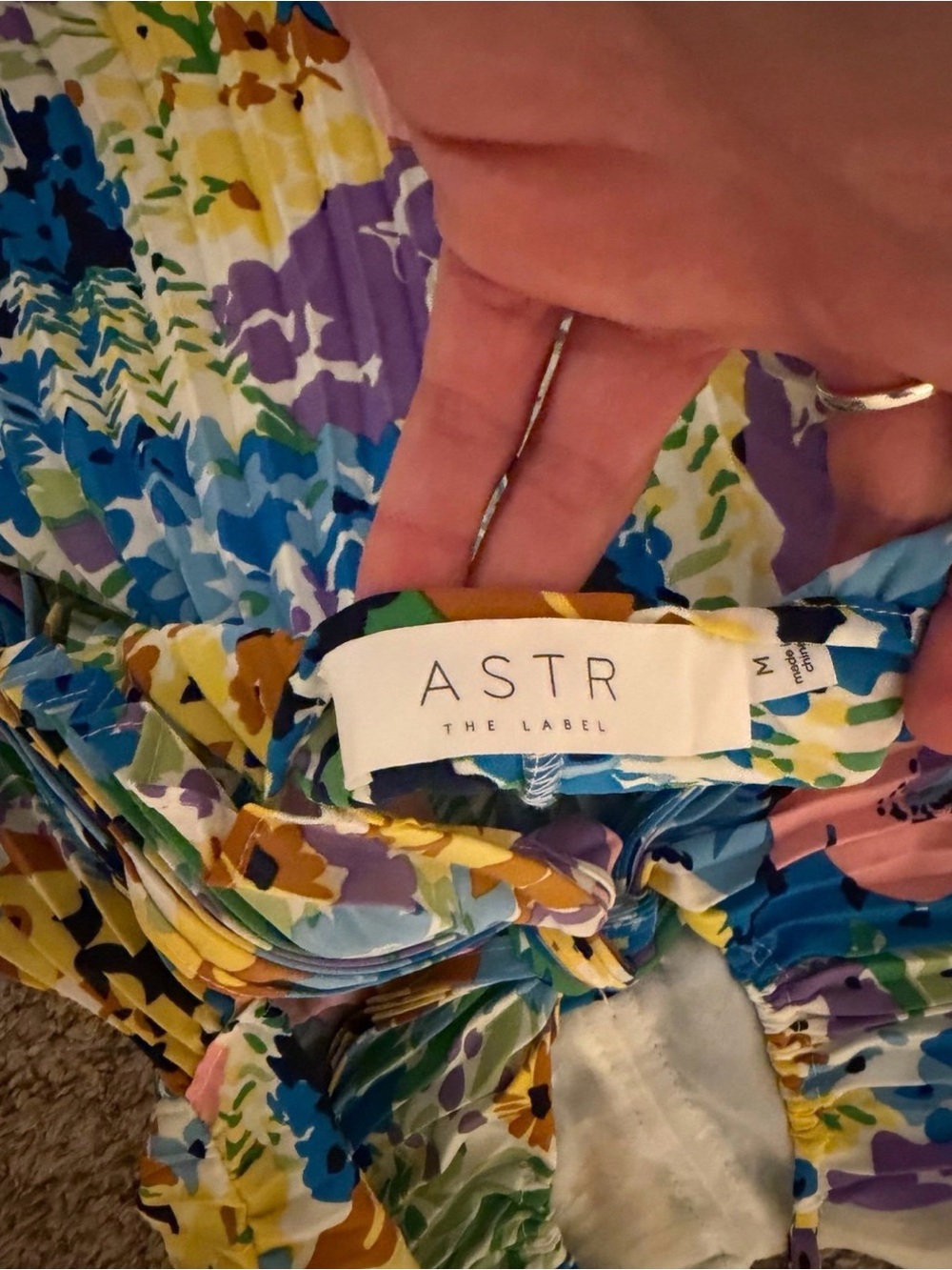 Astr Floral Pleated Maxi Dress in Blue, Yellow, Pink - Picture 5 of 5